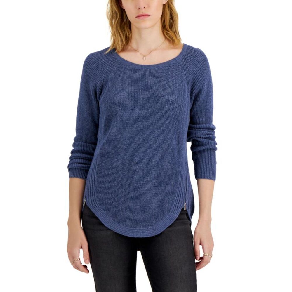 INC International Concepts Womens Waffle Knit Side Zip Tunic Sweater